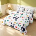 thumbnail image 3 of Erosebridal Cartoon Panda Quilt King, Kawaii Animal Flower King Coverlet Set, Pink Reversible, Monochrome Panda, 3 Pieces (1 Bedspread and 2 Pillowcases), 3 of 7