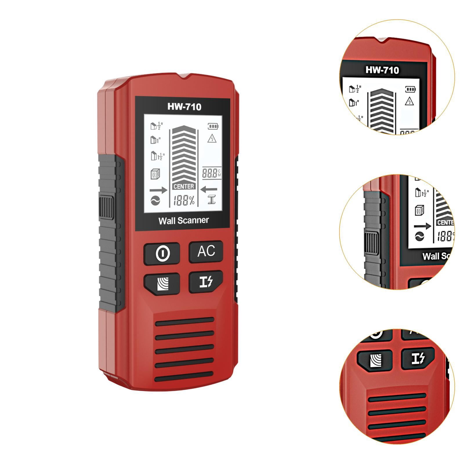 Bothyi 5 in 1 Wall Scanner Auto Calibration 15x6.7x3cm with Audio Alarm Red