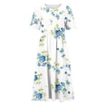 thumbnail image 4 of VEKDONE Summer Floral Maxi Dress for Women Casual Round Neck Short Sleeve Dresses Fashion Loose Fit Flowy T Shirt Dress Beach Vacation Long Dress B Multicolor M, 4 of 7