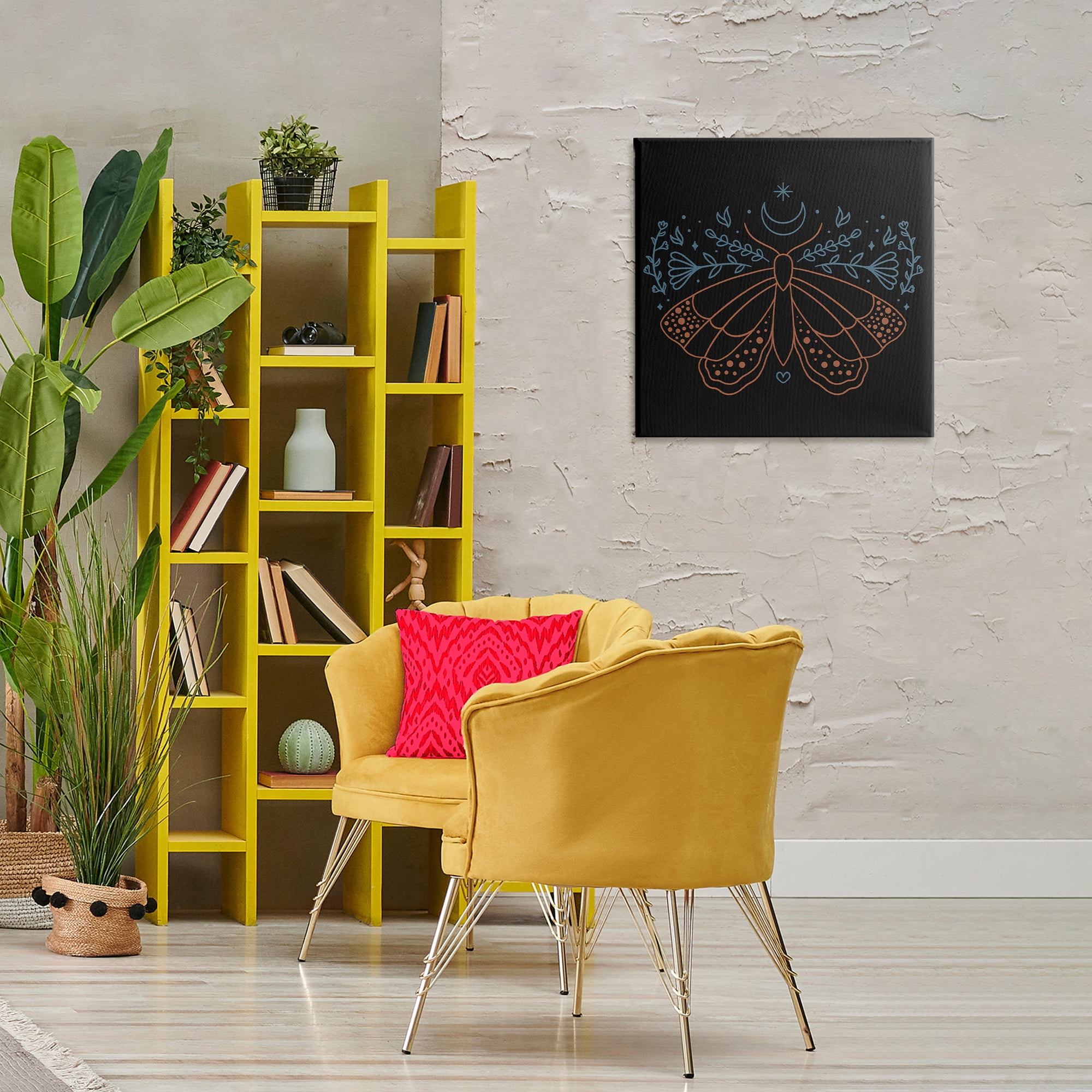 Stupell Industries Celestial Moth Florals Animals Painting Wrapped Canvas Art Print Wall Art, 24 x 24