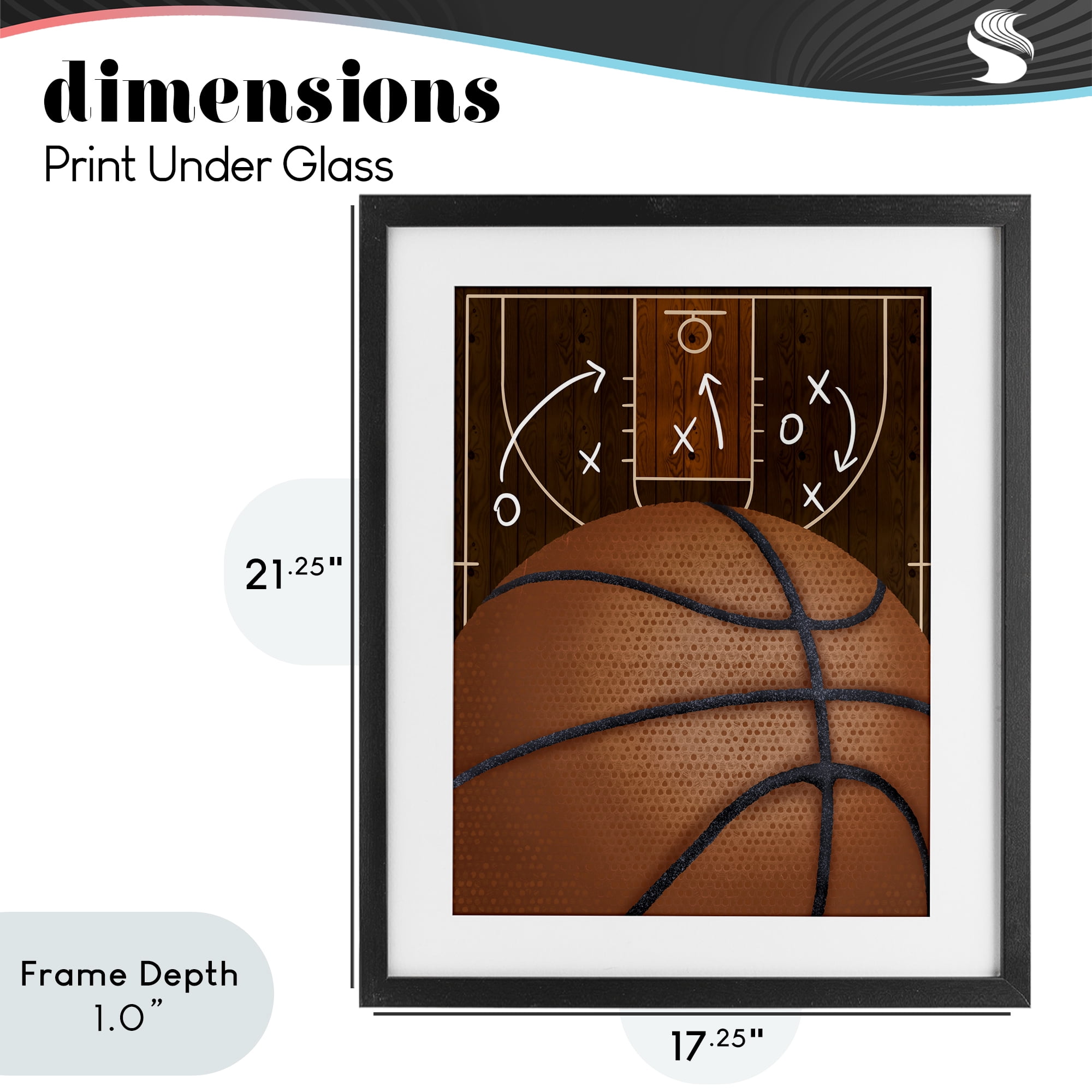Stupell Industries Basketball Court Tactics Black Framed Print Under Glass, design by Jennifer Stith