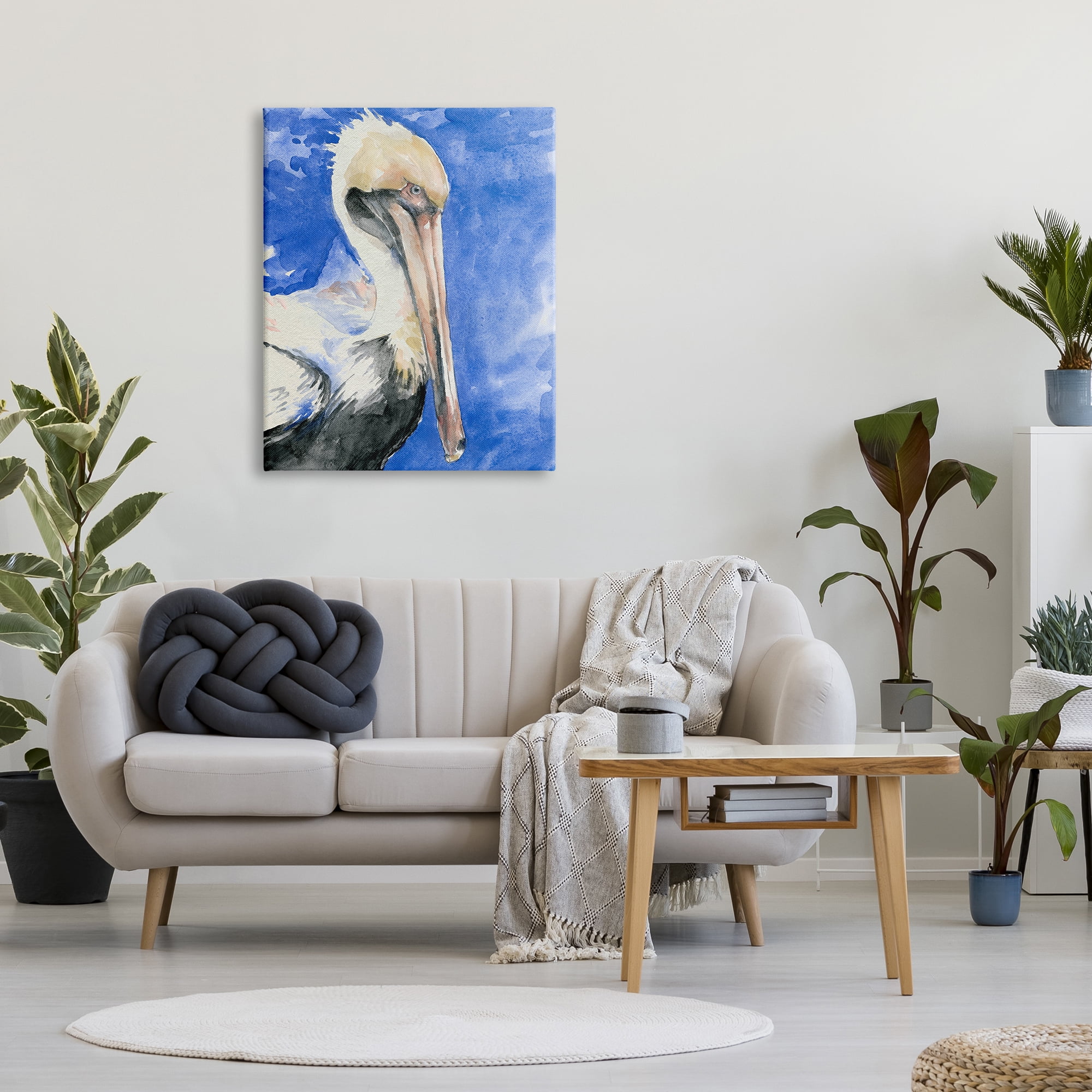 Stupell Industries Elegant Pelican Bird Tucked Beak Bold Blue Painting Painting Gallery Wrapped Canvas Print Wall Art, Design by Jennifer Paxton Parker