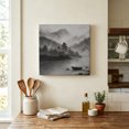 thumbnail image 6 of Misty Lake Landscape Canvas Wall Art for Living Room Bedroom Bathroom, Country Vintage Minimalist Gray Tree Boat Canvas Art Wall Decor, Artwork for Walls Home Office Decor, 10"x10", 6 of 9