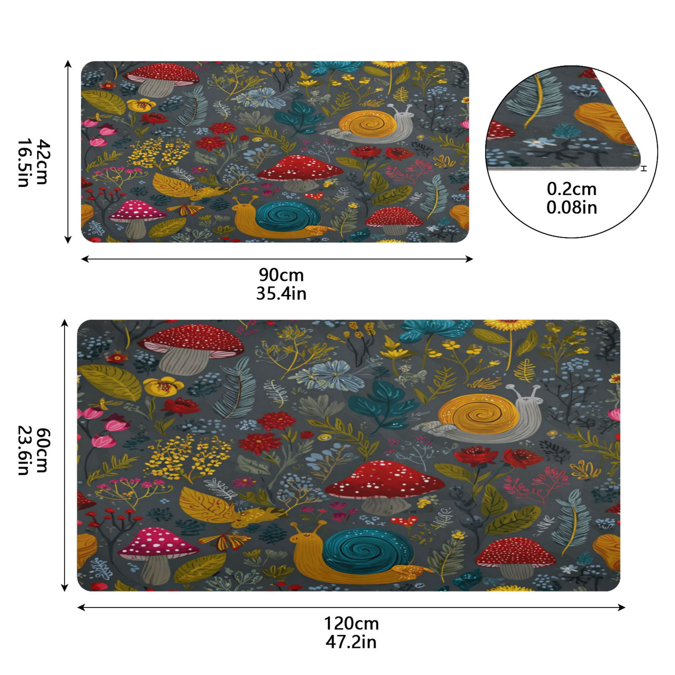 Leather Keyboard and Mouse Desk Mat Office Desk Accessories Protective Office Desk Decor Desk Pad Mat for Gaming, Work from Home, Office Cute Snails and Mushrooms 23.6" x 47.2"