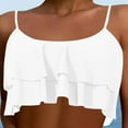thumbnail image 3 of XEGLSBU Womens Swimsuits Tankini Plus Size Women's Fashion Solid Color Crop Double Swimsuit Top 1 White Size S, 3 of 5