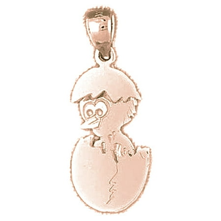 14K Rose Gold Ducks Pendant - 27 mm
