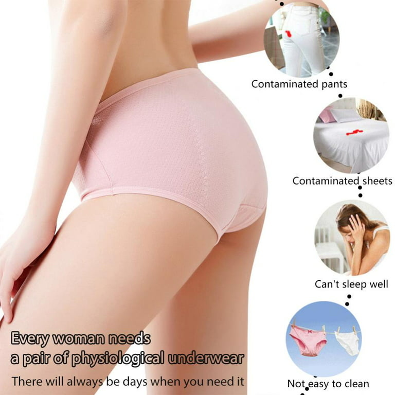 Womens Underwear, Menstrual Period Underwear for Women Girls Cotton Panties  Mid Waist Comfortable Easy Clean Briefs 8 Pack