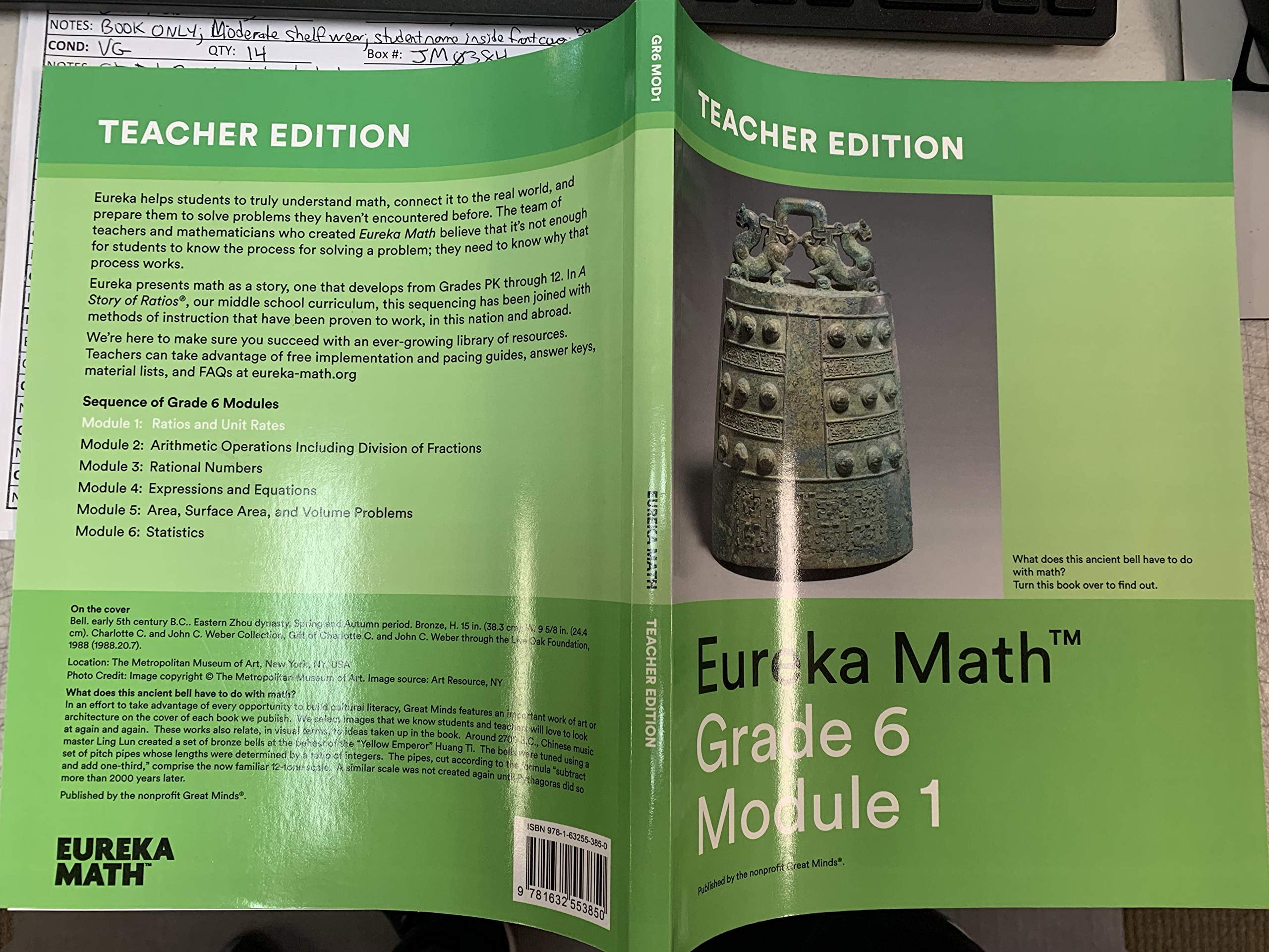 Pre-Owned Eureka Math Grade 6 Module 1 Teacher Edition, Ratios and Unit ...