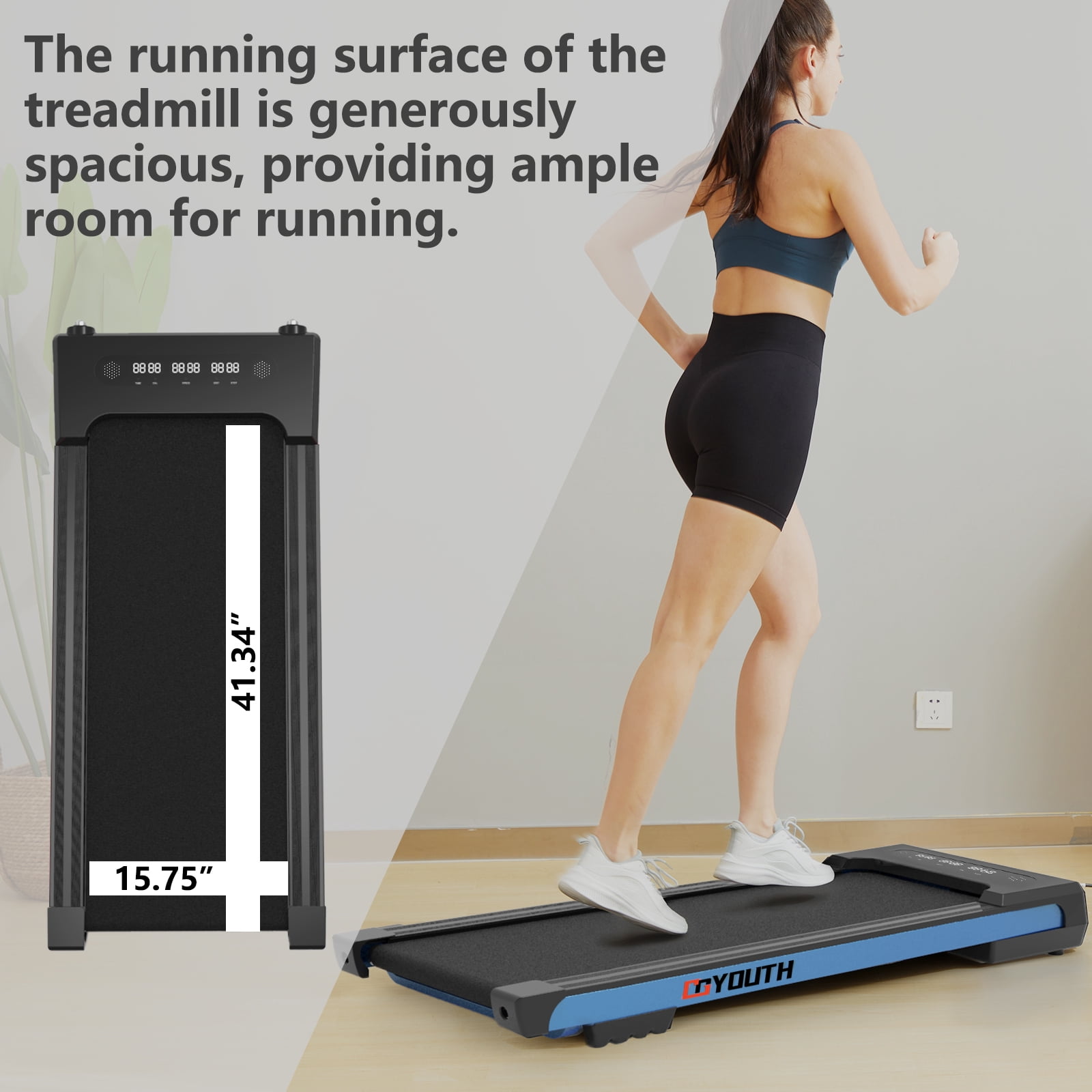 GOYOUTH Walking Pad 2 in 1 for Walking and Jogging, Under Desk Treadmill for Home Office 0.5-6 kph, 300 lbs Weight Capacity