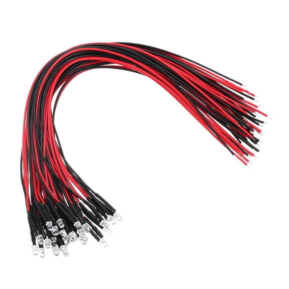 Uxcell 3mm LED Diode Light, 30 Pcs 9-12V DC Pre Wired Mini LED Lights Bulb Light-emitting Lamp for RC DIY Indicator Lighting, Red