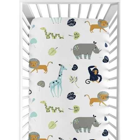 UPC: 0846480054818 | Mod Jungle Collection Crib Sheet – Safari Animal Print