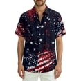 thumbnail image 2 of Hogleaql 4th Of July Hawaiian Shirts for Mens 4th Of July American Flag Print Short Sleeve Patriotic Shirt Collared Button Down Trendy Hawaiian Casual Shirts for Men Royal Blue M, 2 of 6