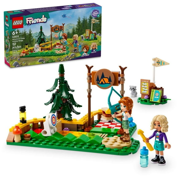LEGO Friends Adventure Camp Archery Range Toy, Archery Set for Kids with Toy Bow and Arrows, Adventure Building Playset for Girls and Boys Ages 6 Years and Up, 2 Mini Dolls and a Raccoon Figure, 42622, Includes 157 Pieces, Ages 6+