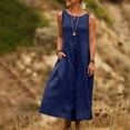 thumbnail image 4 of QIYAGBSA Sleeveless Maxi Dress for Women, Loose Fit Round Neck with Pockets for Summer Vacation, 4 of 8