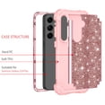 thumbnail image 3 of Casetego for Samsung Galaxy S24 Plus 5G Case,Glitter Shockproof Three-Layer Heavy Duty Hybrid Sturdy High Impact Protective Cover Girls Women,Shiny Rose Gold, 3 of 8