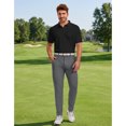 thumbnail image 5 of Puli Men's Short Sleeve Stand Collar Golf Polo 3-Snap 4-Way Stretch Moisture-Wicking Quick Dry, 5 of 8