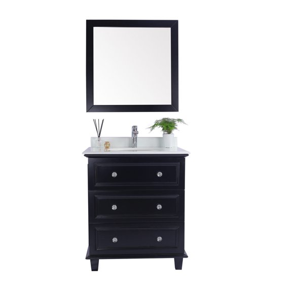 Luna - 30 - Espresso Cabinet   Pure White Counter