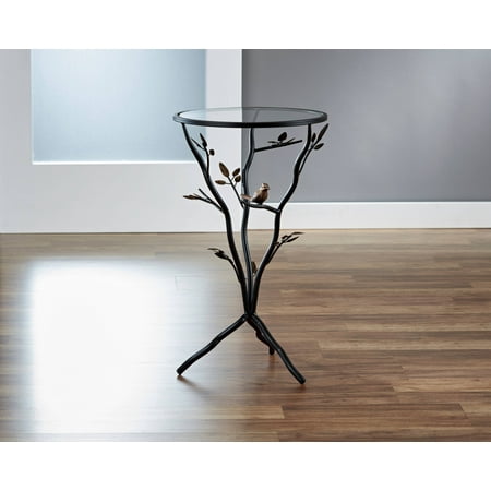 Bird End Table FirsTime & Co. Bird and Branches Tripod Side Table with Glass Tabletop, Aged Bronze Finish ()