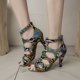 thumbnail image 1 of Zapatos de mujer Moda Minimalista Patrón de serpiente Empalme Ahueca hacia fuera Tacones altos Sandalias romanas Wmkox8yii  hfjk1387, 1 of 9