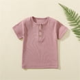 thumbnail image 2 of LIJCC Boys Short Sleeve Shirt with 3 Button, Henley Shirt for Boys & Girls Without Collar , Polo Shirt Without Collar(Hot Pink,18-24 Months), 2 of 9