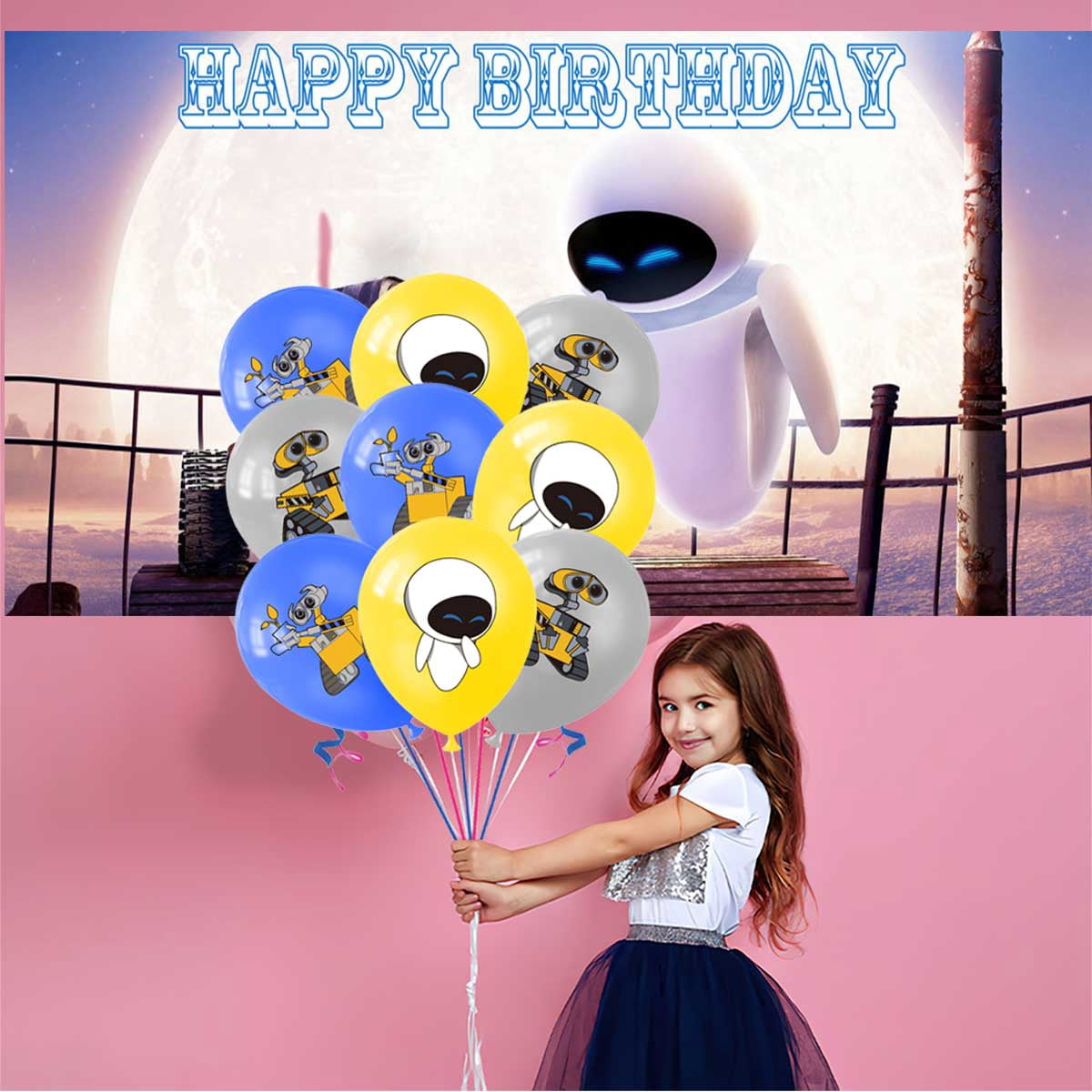 Wall E Party Supplies Latex Balloons Walle Decor Banner Backdrop Kit Birthday Decorations