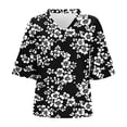 thumbnail image 4 of Fmbrln Womens Tops Summer Fashion Double Layered Short Sleeve V Neck T-Shirts Casual Loose Fit Floral Print Beach Vacation Blouses, 4 of 7