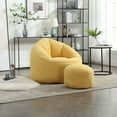thumbnail image 2 of High Back L-shape Bean Bag Chairs with Footrest, Single Gaming Sofa with High Density Foam Filling, Lazy Sofa Lounge Chair, Accent Floor Soft for Reading, Watching TV, Yellow, 2 of 7