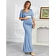 thumbnail image 2 of Vestido largo de maternidad AISWI con faja de flores azul claro, 2 of 6