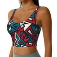 thumbnail image 2 of Fotbe Geometric Elements Sujetador Deportivo Largo sin Aros para Mujer con Almohadillas y Soporte Medio, Transpirable y Absorbente, Camiseta Tipo Chaleco o Tank Top-Small, 2 of 8