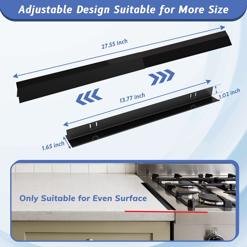 Stove Covers Stainless Steel 2 Packs, 13.8-27.6 Inch Adjustable Heat Not Filler Black,2 Packs x Stove Gap Covers Stainless Steel,Black
