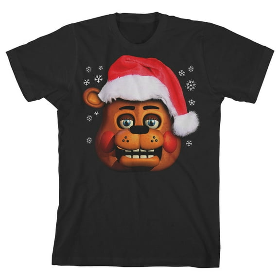 Five Nights at Freddy's Santa Freddy Boys Black T-shirt-Medium