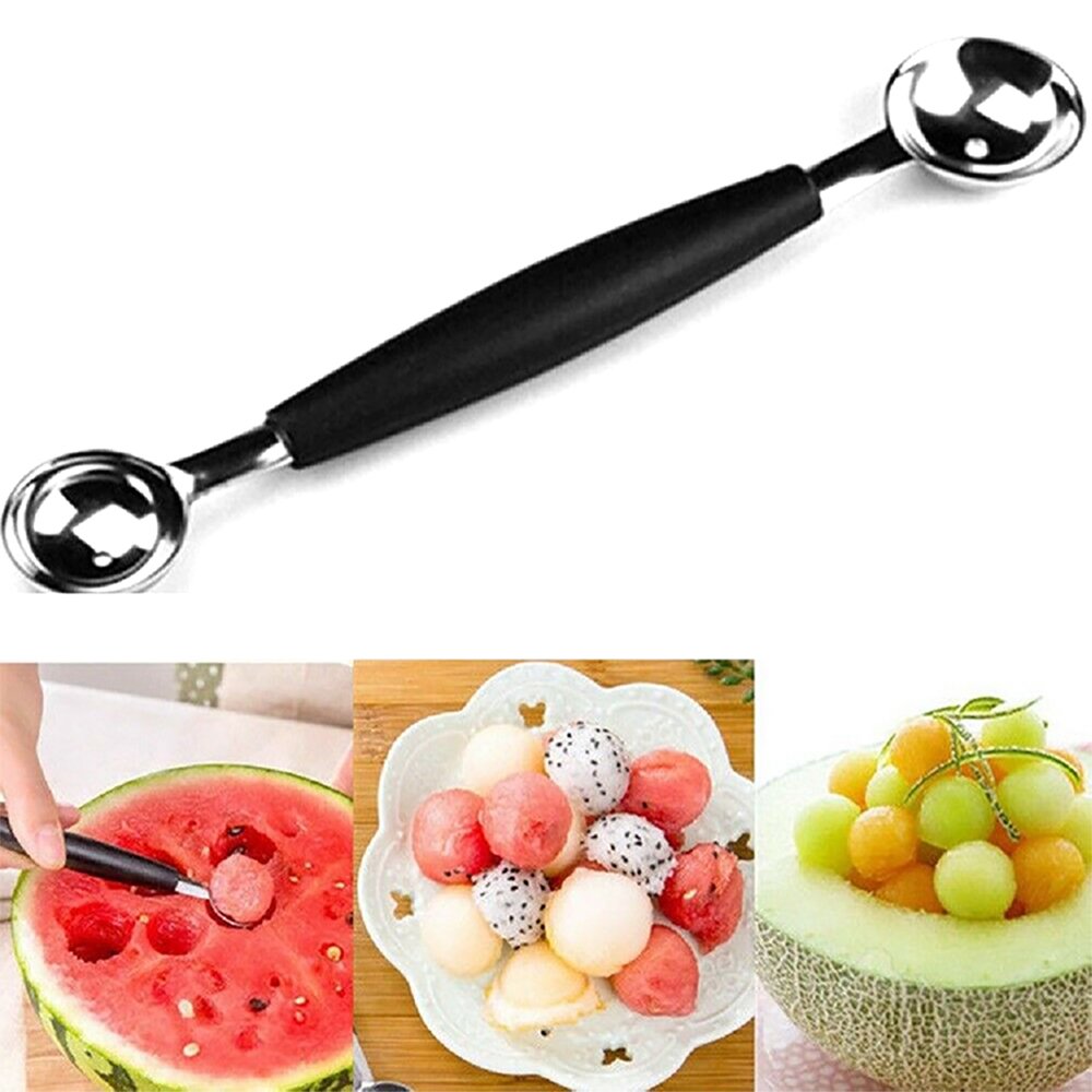 Stainless Steel Cooks Dual Double Melon Baller Ice Cream Scoop Fruit Spoon