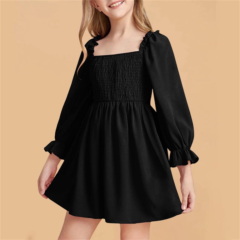 Luogenli 2 Pack Girl Summer New Skirt Long Sleeved Ruffled Skirt High Waist Dress for Girls Graduation Fourth of July Dresses for Girls 5Th Grade 100