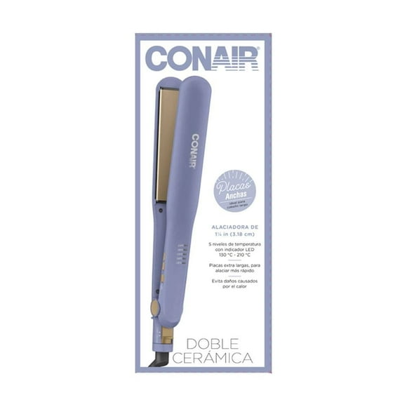 Alaciadora Conair Doble Cerámica con Placas Anchas Lila