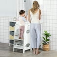 thumbnail image 2 of HOMCOM Toddler Kitchen Step Stool with Adjustable Standing Platform & Safety Rail, White, 2 of 9