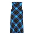 thumbnail image 3 of Blue Green Plaid Spring Summer Dresses for Women Fashion T-shirt Dress Casual Sleeveless Loose Sundress with Pockets, 3 of 5