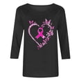 thumbnail image 4 of VKOYWKM Women's Breast Cancer Awareness Shirt 3/4 Sleeve Pink Ribbon Graphic Crewneck Soft Casual Support Top, 4 of 4