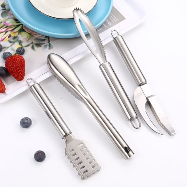 Maoww en Acier Inoxydable Portable Poisson Détartreur Échelles Racleur Raclage Rapide Outil de Nettoyage Éplucheurs Cuisine Gadget Type 4