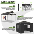 thumbnail image 4 of COBIZI 10' x 10' Pop up Canopy Tent with 4 Removable Sidewalls, Outdoor Patio Gazebo Tent with Handbag for Camping, Black, 4 of 10