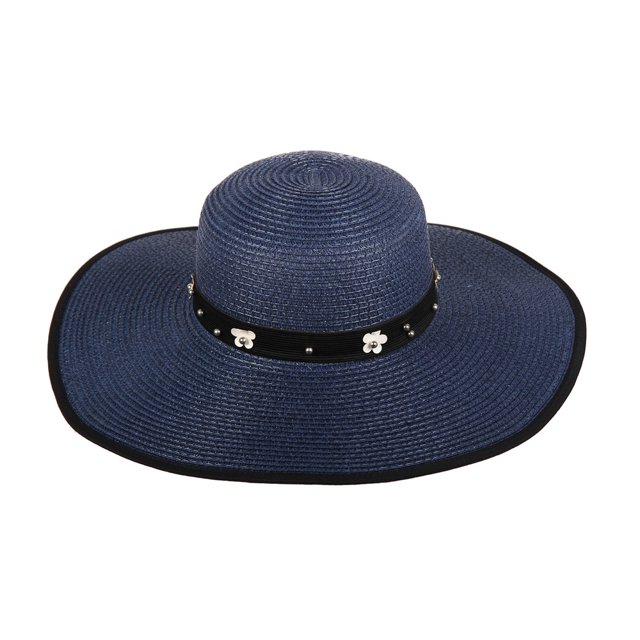 Chic Headwear Floppy Paper Braid Sun Hat W / Flower - Marina Chic Headwear Sombrero para el sol