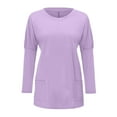 thumbnail image 4 of Women's Long Sleeve Print Top - Round Neck, Pocket Detail, Autumn Winter - Polyester Fabric for Casual & Athletic Wear, 4 of 4