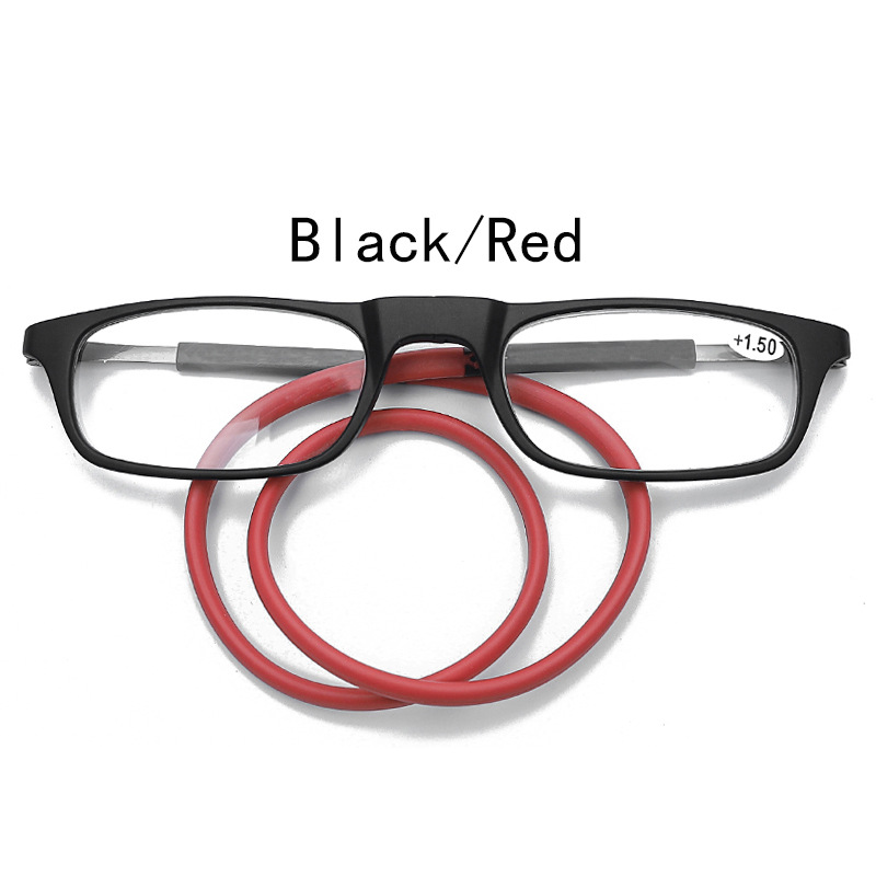 Jinsinto Reading Glasses High-grade Tr Magnetic Absorption Hanging Neck Funky Readers Glasses 1.5 Red