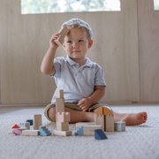 PlanToys® Creative Blocks Wooden Montessori Building and Imagination Toy in Orchard Shade | Fine Motor, Spatial Reasoning and Early STEM Learning Activity | Eco Friendly Open Ended Play Set