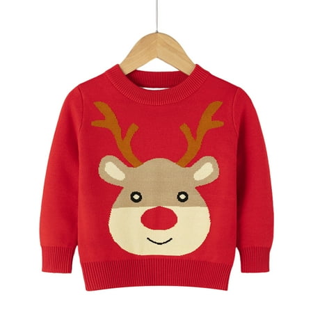 

Jacenvly Ugly Christmas Sweater Kids Clearance Soft Warm Long Sleeve Pullover Casual Cute Young Children with Clothes Pajamas Children S Holiday Birthday Gift/Role Play Children Red