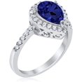 thumbnail image 2 of beryl_creation 925 Sterling Silver 1.35 Ct Pear Cut Blue Sapphire Wedding Engagement Halo Ring 14K White Gold Finish For Women's -8, 2 of 3