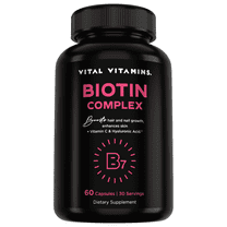 Vital Vitamins Biotin Complex - with Hyaluronic Acid, MSM, Collagen - Hair, Skin, & Nails - 60 Ct