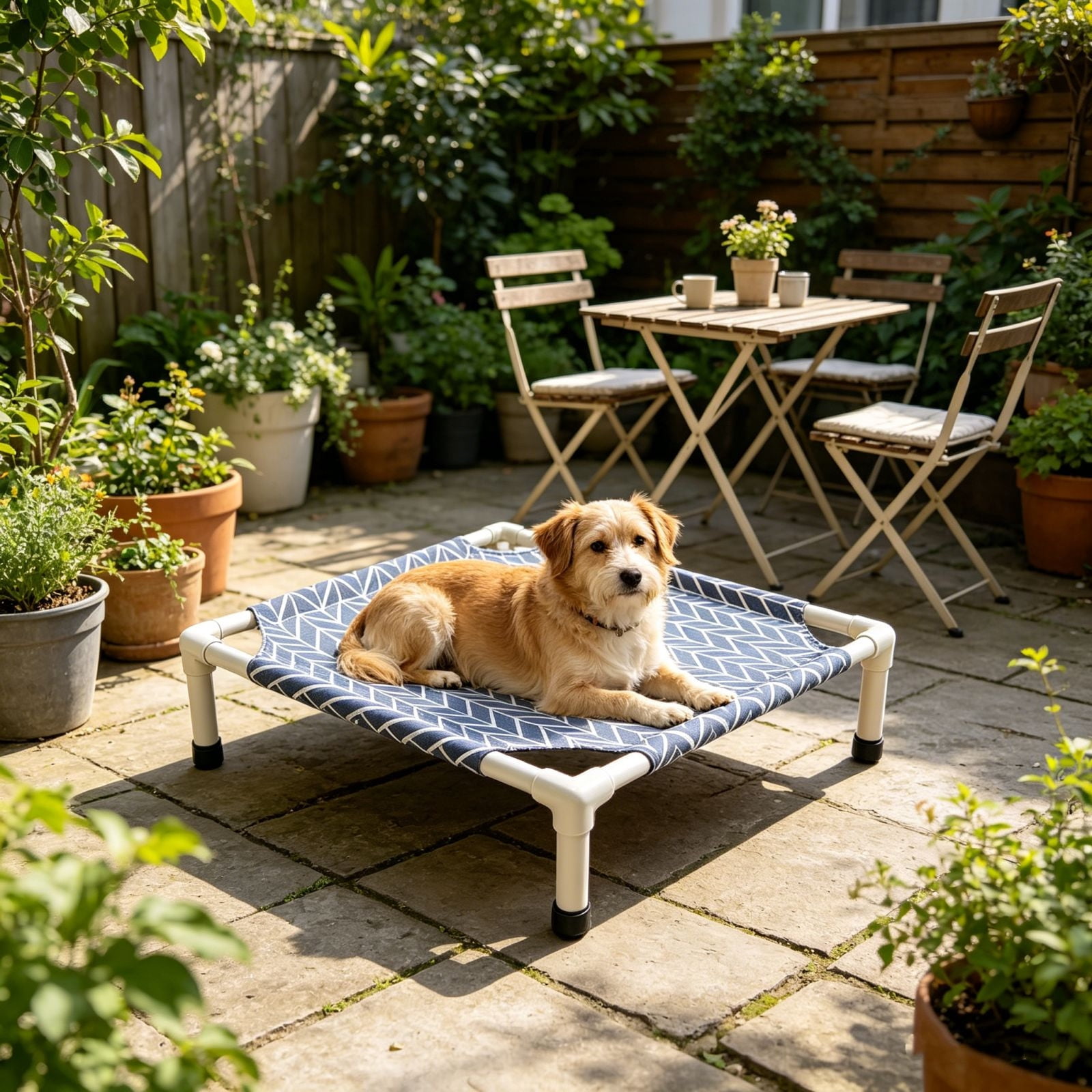 Elevated Raised Outdoor Dog Bed - Cooling Lifted Outside Dogs Cot Bed with Non-Slip Feet Dog Hammock Bed, Portable Puppy Pet Bed for Indoor & Outdoor