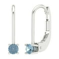 thumbnail image 2 of 0.5 Ct Round Cut Drop Dangle Natural Swiss Blue Topaz 14K White Solid Solid Gold Everyday Dainty Earrings Lever Back, 2 of 7