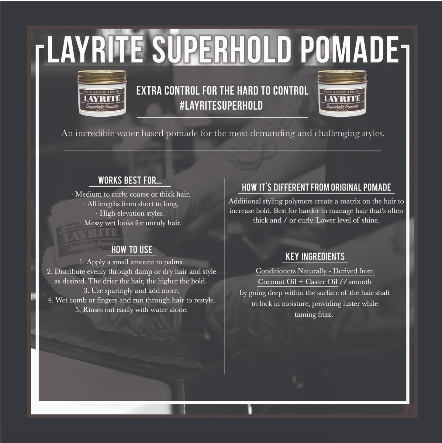 Layrite Superhold Hair Pomade for Men, 10.5 Oz - Frizz Ease, High