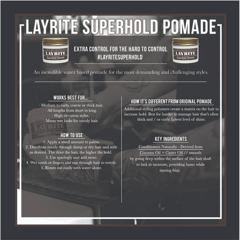 LAYRITE Deluxe Superhold Pomade 297g 特大 Amazon.com: Layrite Superhold Pomade, 1.5 oz : Beauty